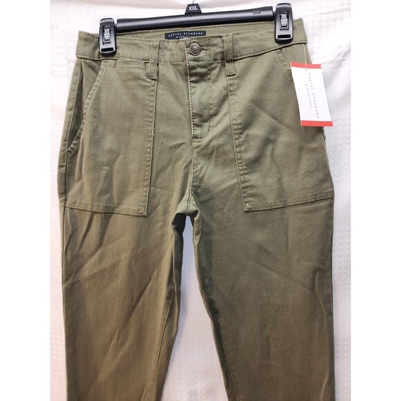 Social Standards Pants Womens Sz 2 Army Green Logan Utility Zipper Ankle - Picture 2 of 12